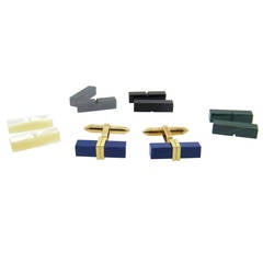 Lapis Malachite Onyx Hematite Gold Interchangeable Cufflinks 9