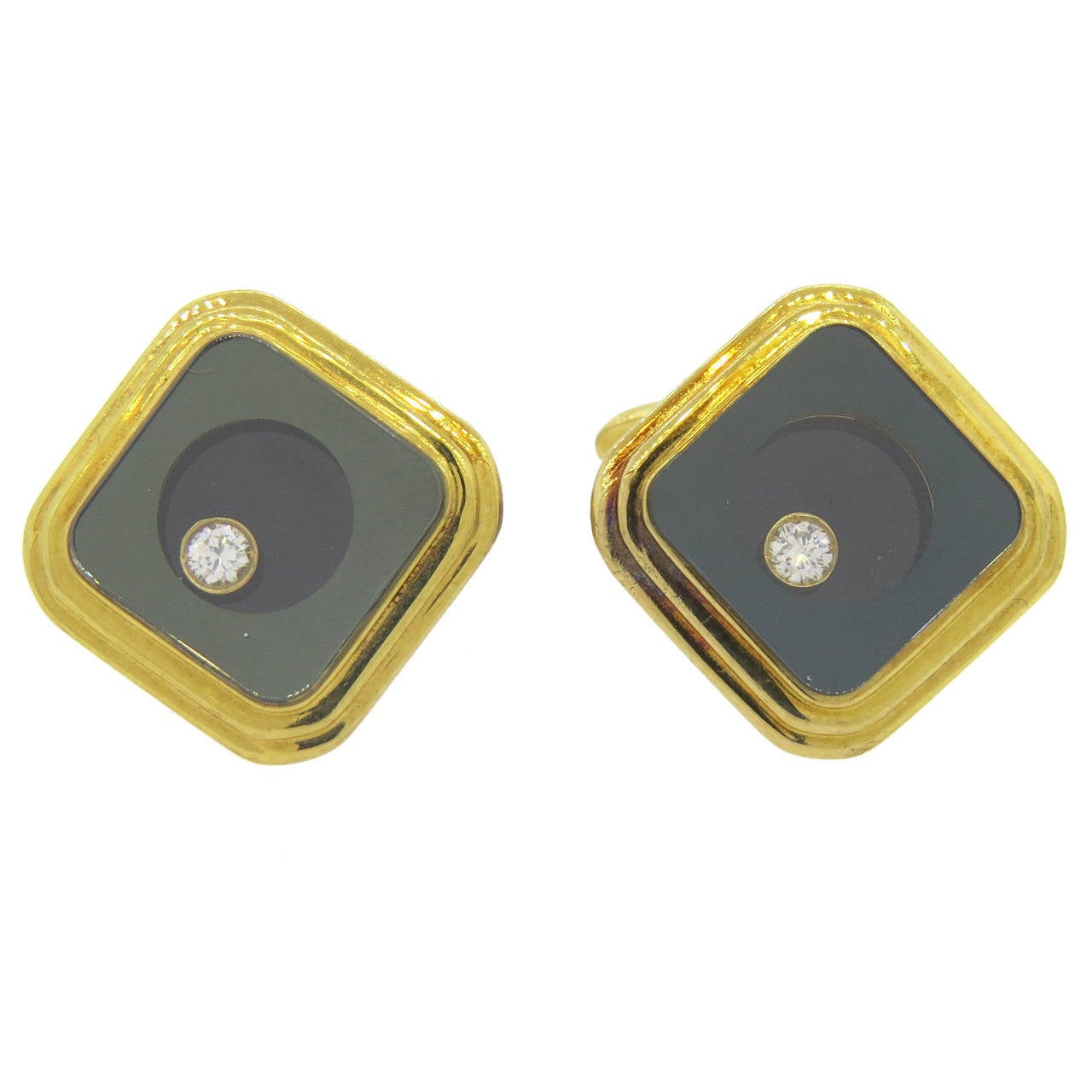 Floating Diamond Gold Cufflinks