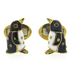 Hidalgo Gold Enamel Penguin Cufflinks