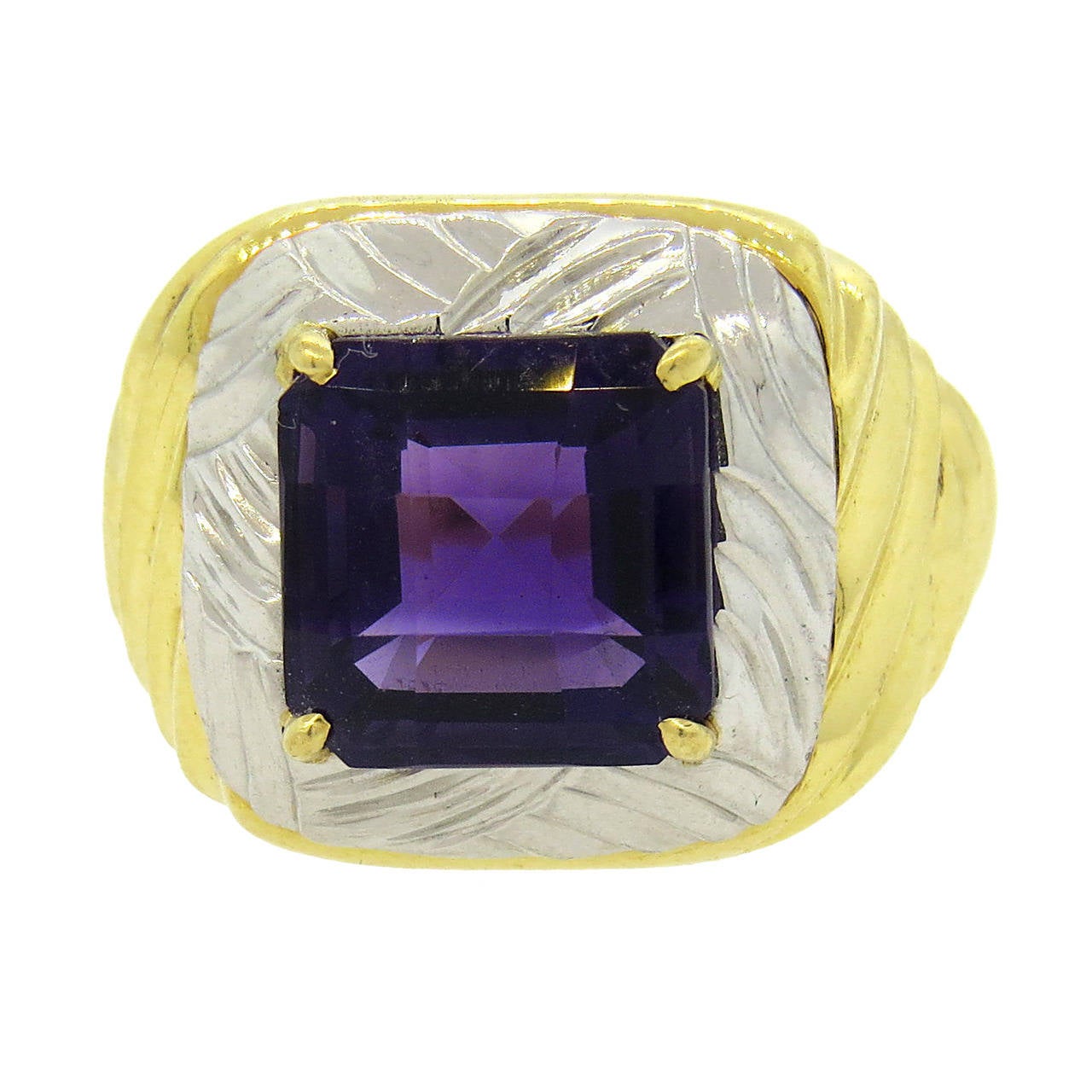 Michael Bondanza Amethyst Gold Platinum Ring