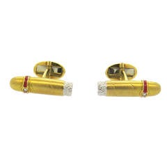 1970s Diamond Gold Platinum Cigar Cufflinks