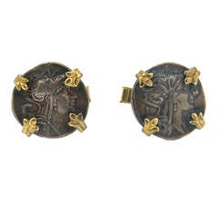 1970s Ancient Coin Gold Cufflinks