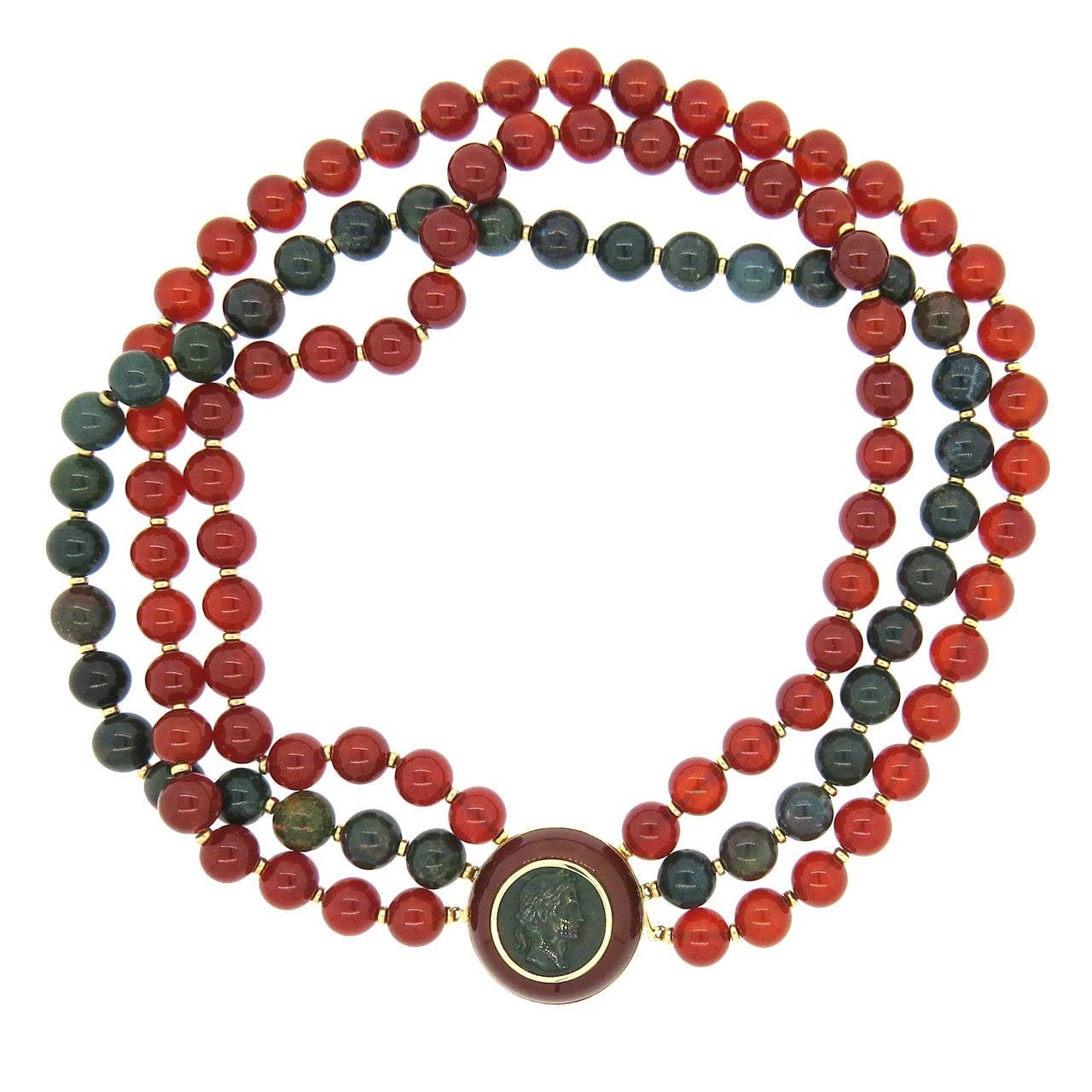 Trianon Bloodstone Carnelian Bead Necklace