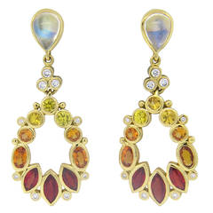 Temple St. Clair Anima Cluster Sapphire Diamond Drop Earrings