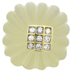 Carved Frosted Crystal Diamond Gold Ring 11
