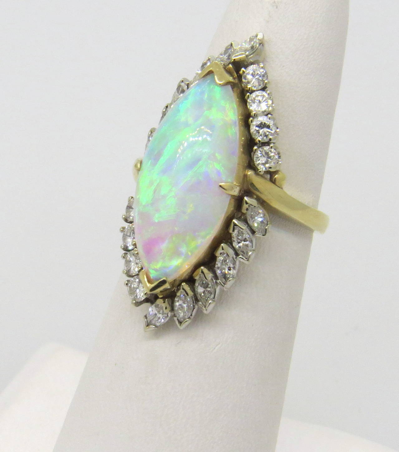 Women's Impressive Opal Diamond Gold Cocktail Ring