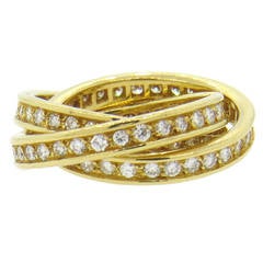 Cartier Trinity Diamond Gold Rolling Band RIng
