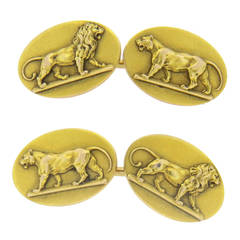 Vintage Gold Lion Lioness Cufflinks