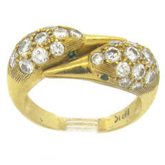 Fine Gold Diamond Emerald Bird Motif Ring