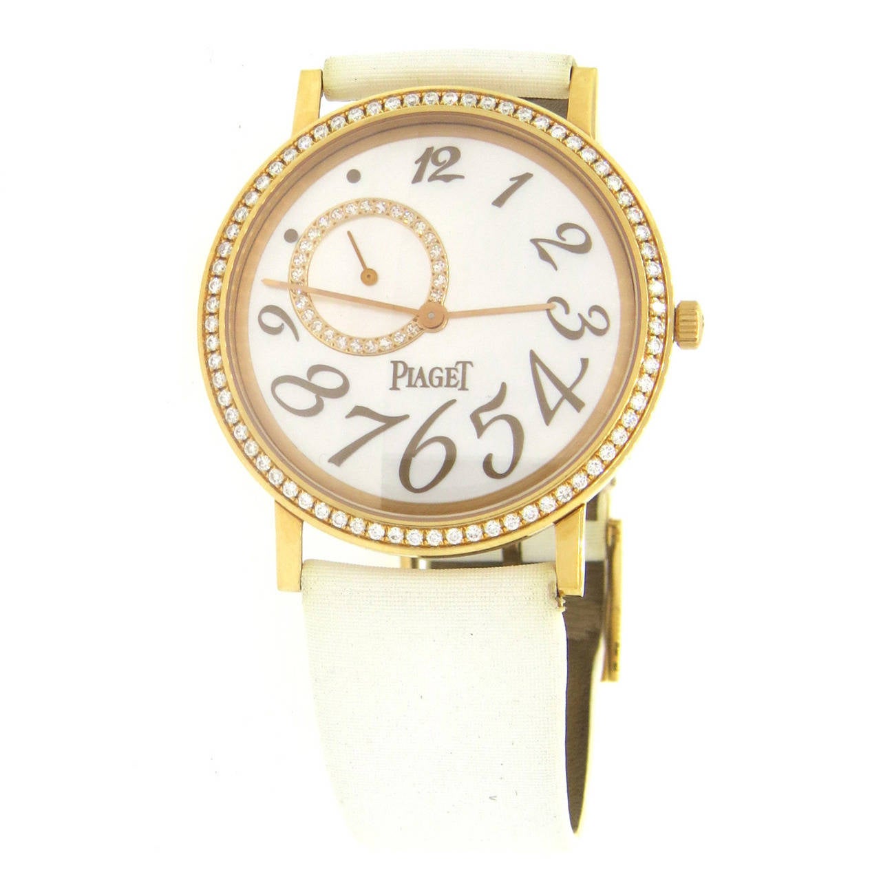 Piaget Lady's Yellow Gold Mecanique Mother-of-Pearl Diamond Dial Wristwatch