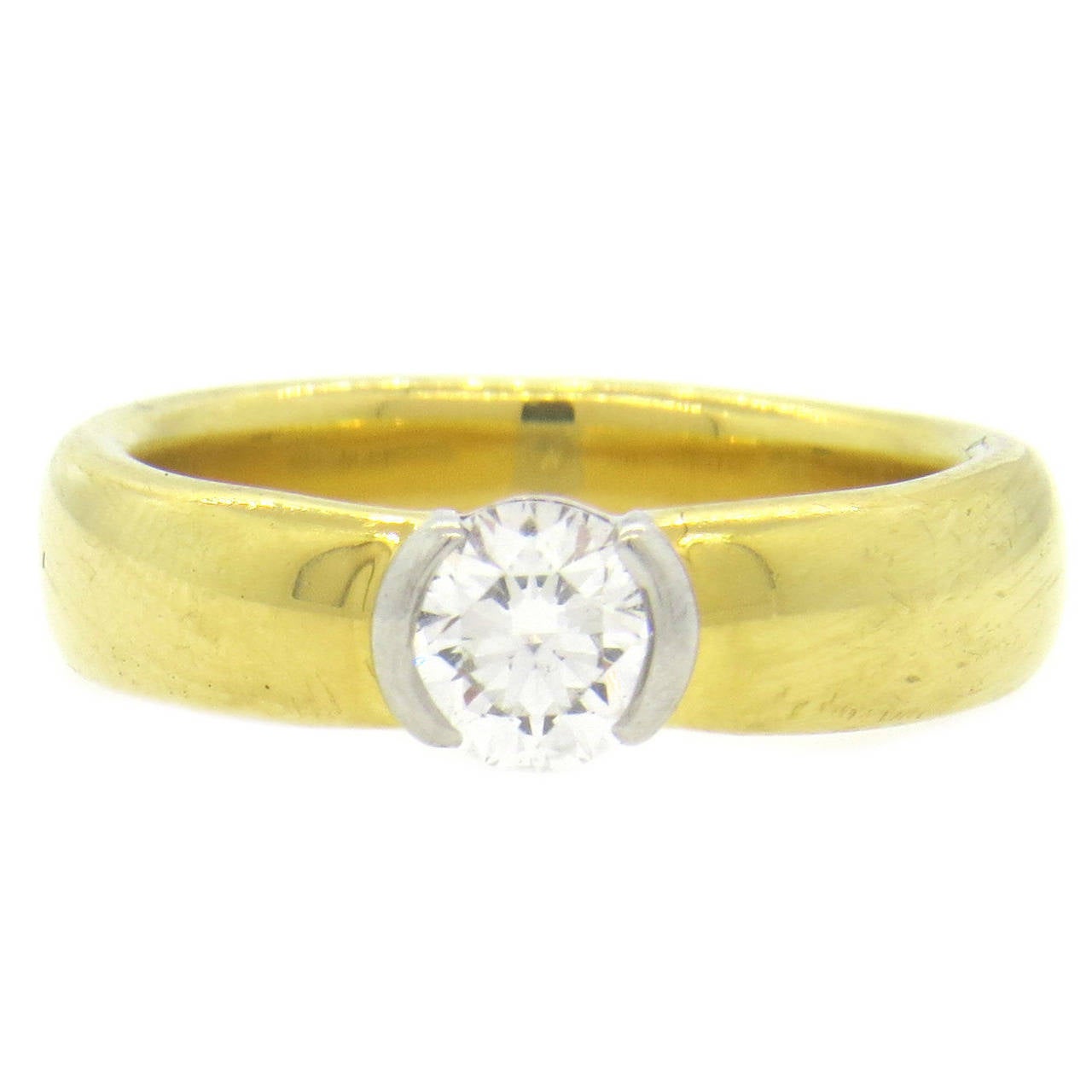 Tiffany & Co Gold Platinum 0.87ct Diamond Engagement Ring