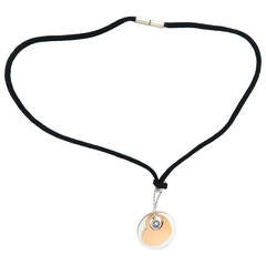 Chopard Happy Diamonds Silk Cord Mother of Pearl Gold Pendant Necklace