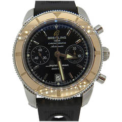 Breitling Stainless Steel Gold SuperOcean Heritage Chronograph Wristwatch