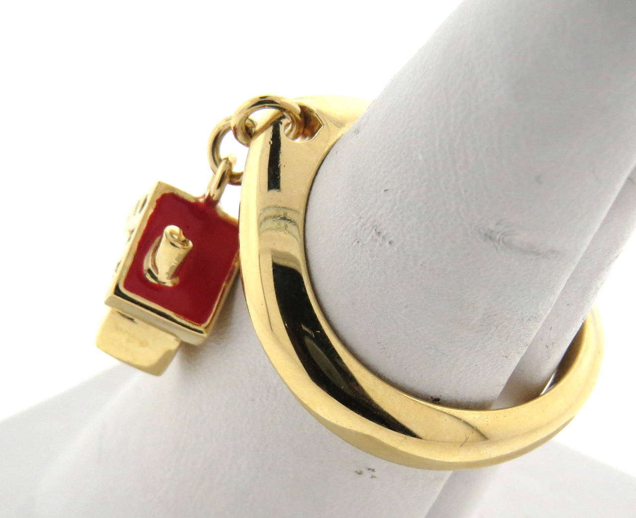 Women's Pasquale Bruni Amore Enamel Diamond Gold Charm Ring