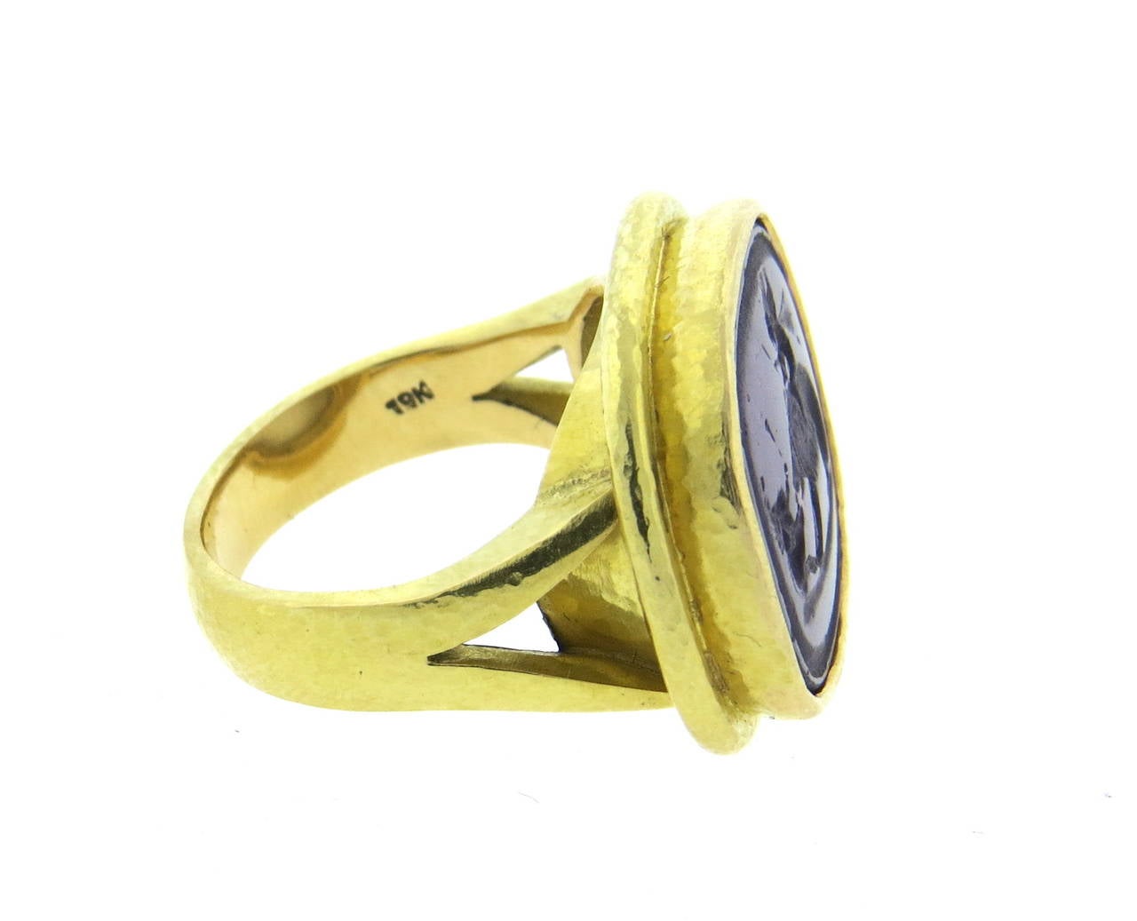 Women's Elizabeth Locke Gold Venetian Glass Intaglio Ring