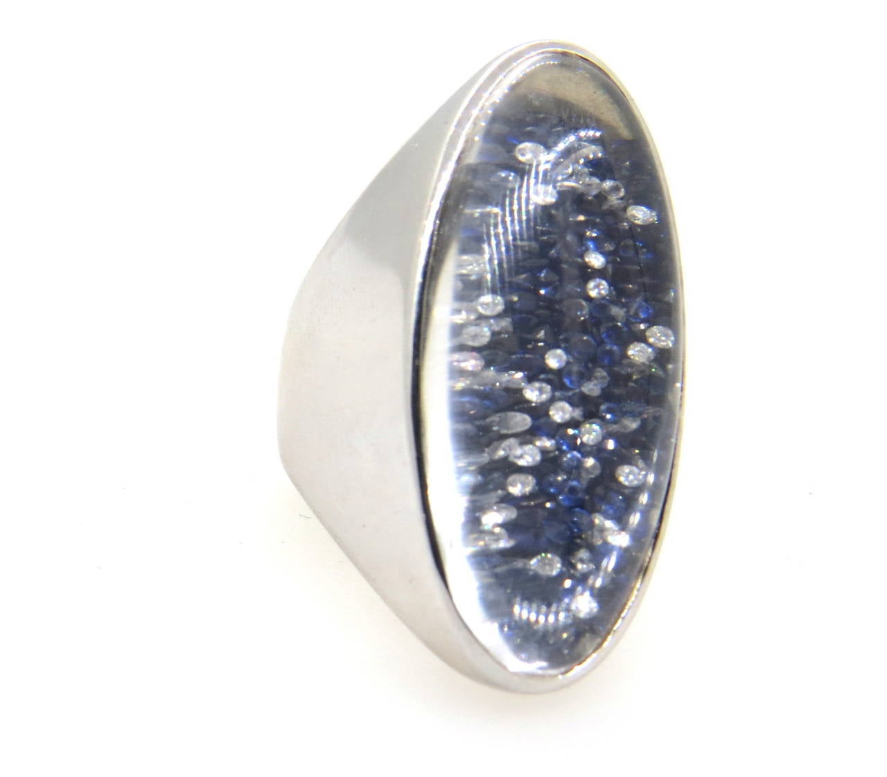 Impressive Mattia Cielo Camaleonte Diamond Sapphire Large Gold Ring 2