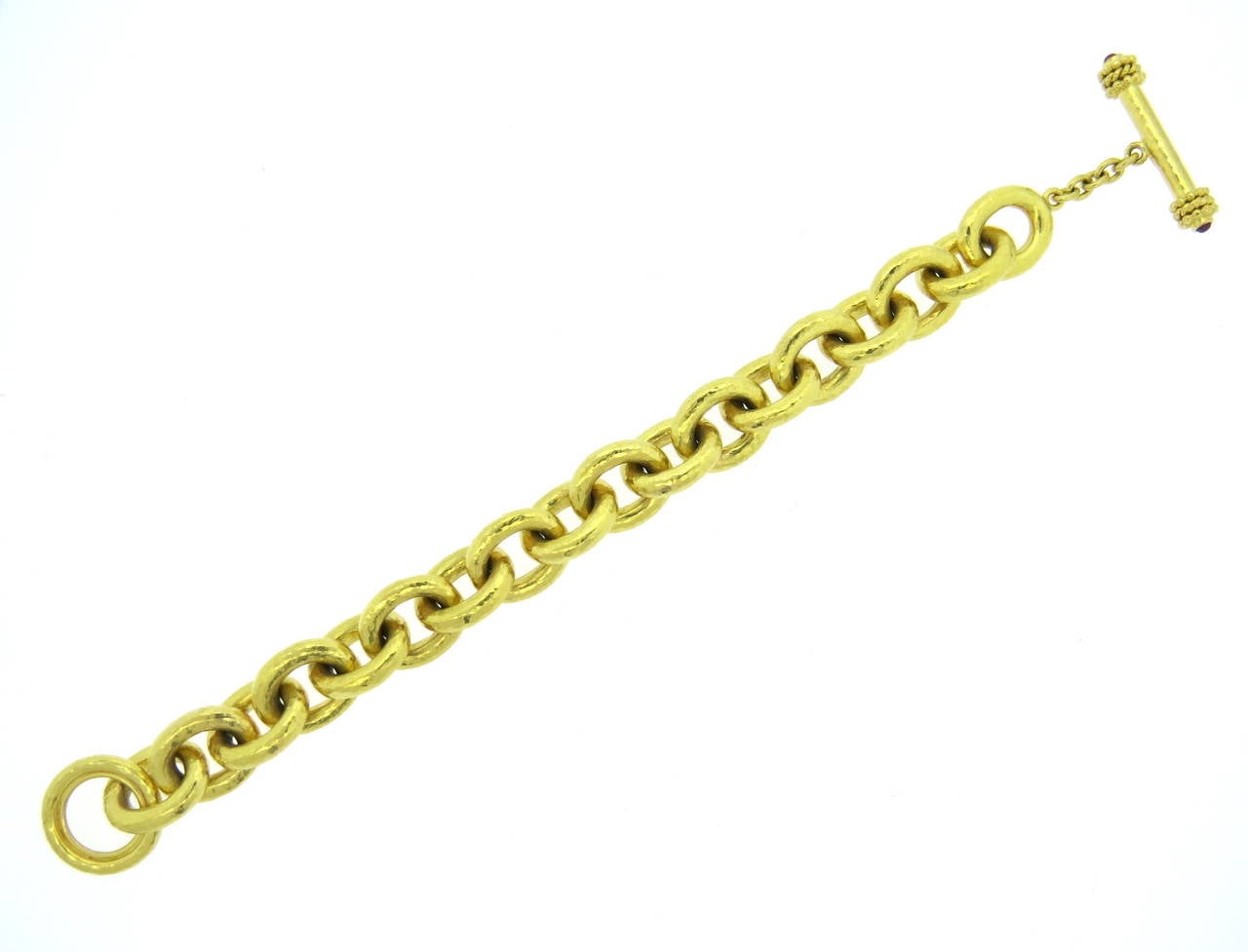 Women's Elizabeth Locke Gold Ruby Large Link Toggle Bracelet