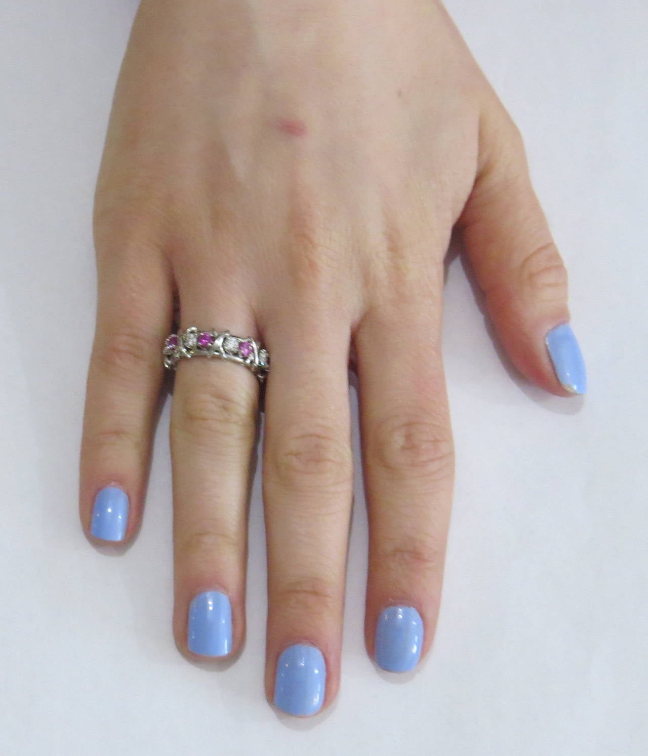 Tiffany and Co Schlumberger Platinum Diamond Sapphire Sixteen Stone