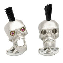 Deakin 
Francis Ruby Sterling Silver Mohawk Skull Cufflinks