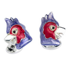 Deakin & Francis Sterling Silver Enamel Parrot Cufflinks