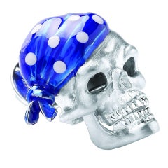 Deakin & Francis Sterling Silver Sapphire Blue Bandana Skull Lapel Pin