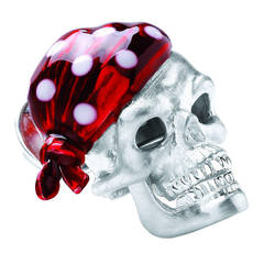 Deakin & Francis Ruby Red Bandana Sterling Silver Skull Lapel Pin