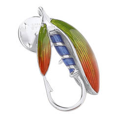 Deakin & Francis Sterling Silver Enamel Fishing Fly Lapel Pin