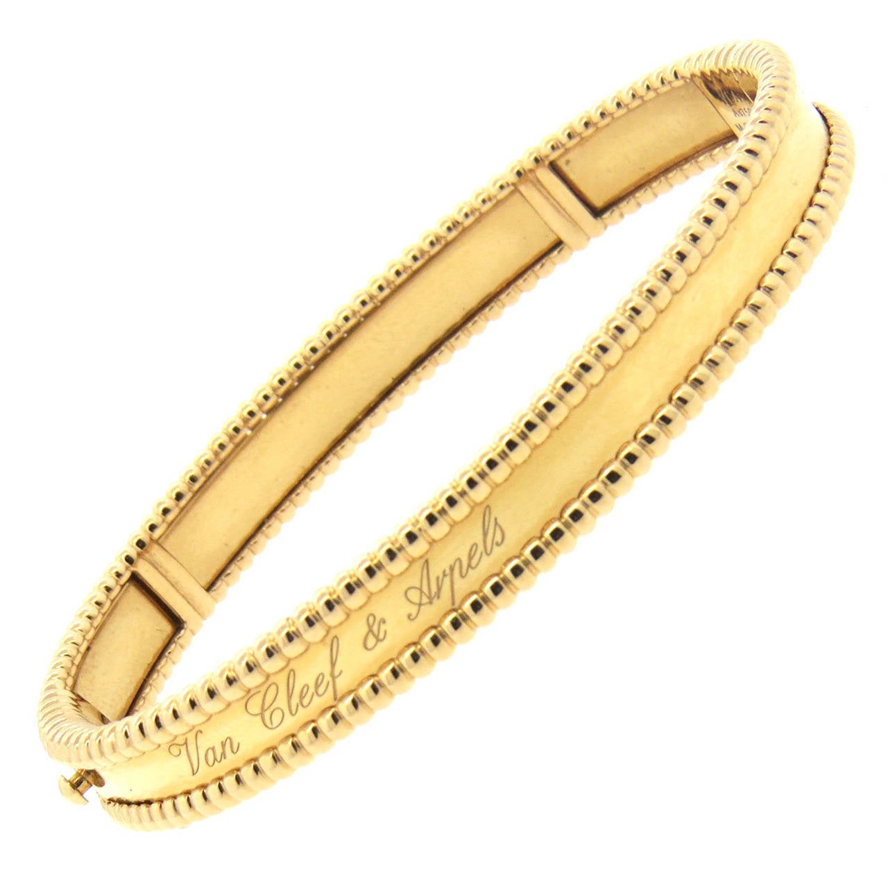 Van Cleef and Arpels Perlee Signature Gold Bangle Bracelet at 1stDibs