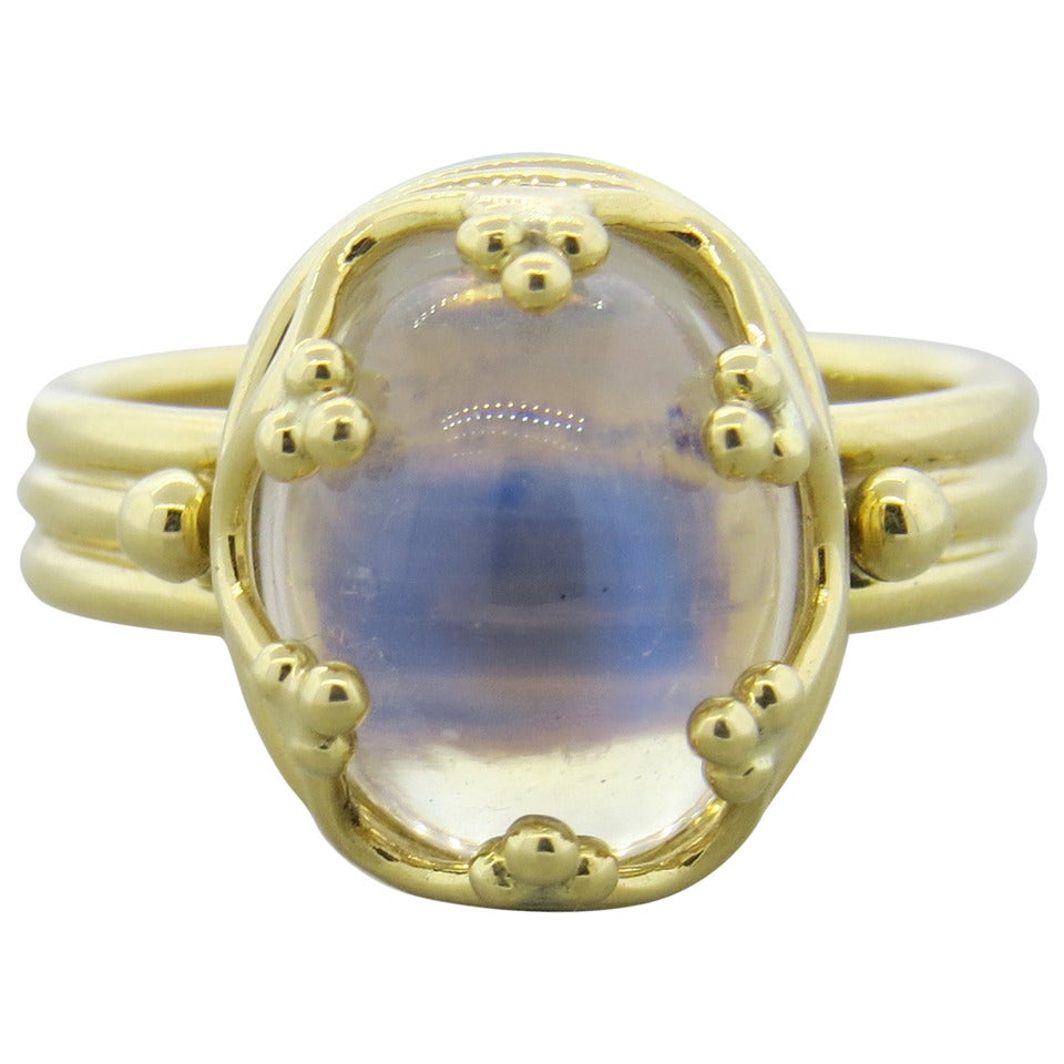 Temple St. Clair Moonstone Cabochon Gold Ring