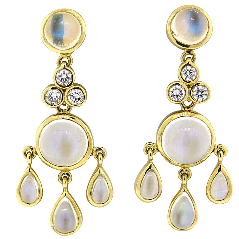 Temple St. Clair Moonstone Diamond Gold Drop Earrings
