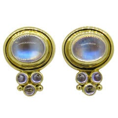 Temple St. Clair Moonstone Cabochon Gold Earrings 9