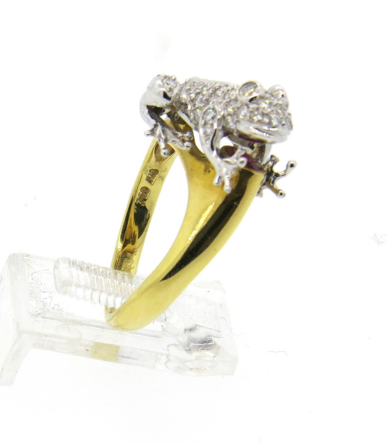 Diamond Ruby Gold Frog Ring 1