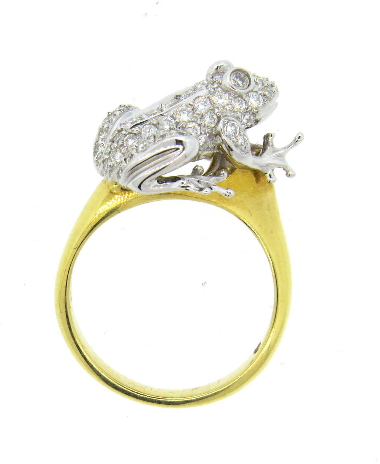Women's Diamond Ruby Gold Frog Ring