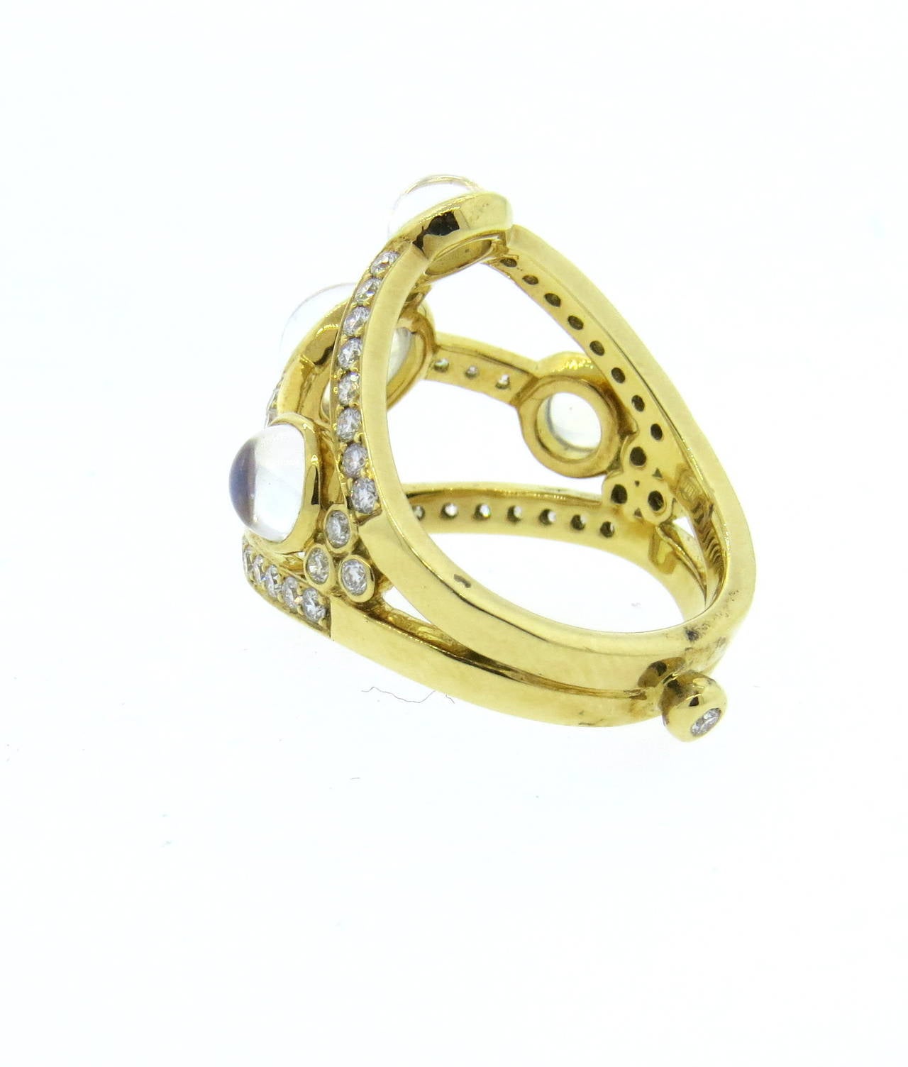 Women's Temple St. Clair Diamond Moonstone Gold Ring