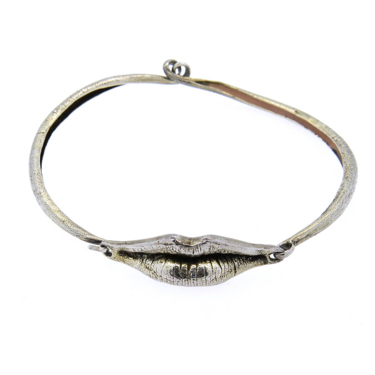 Rare Unusual Zolotas Sterling Silver Lips Necklace