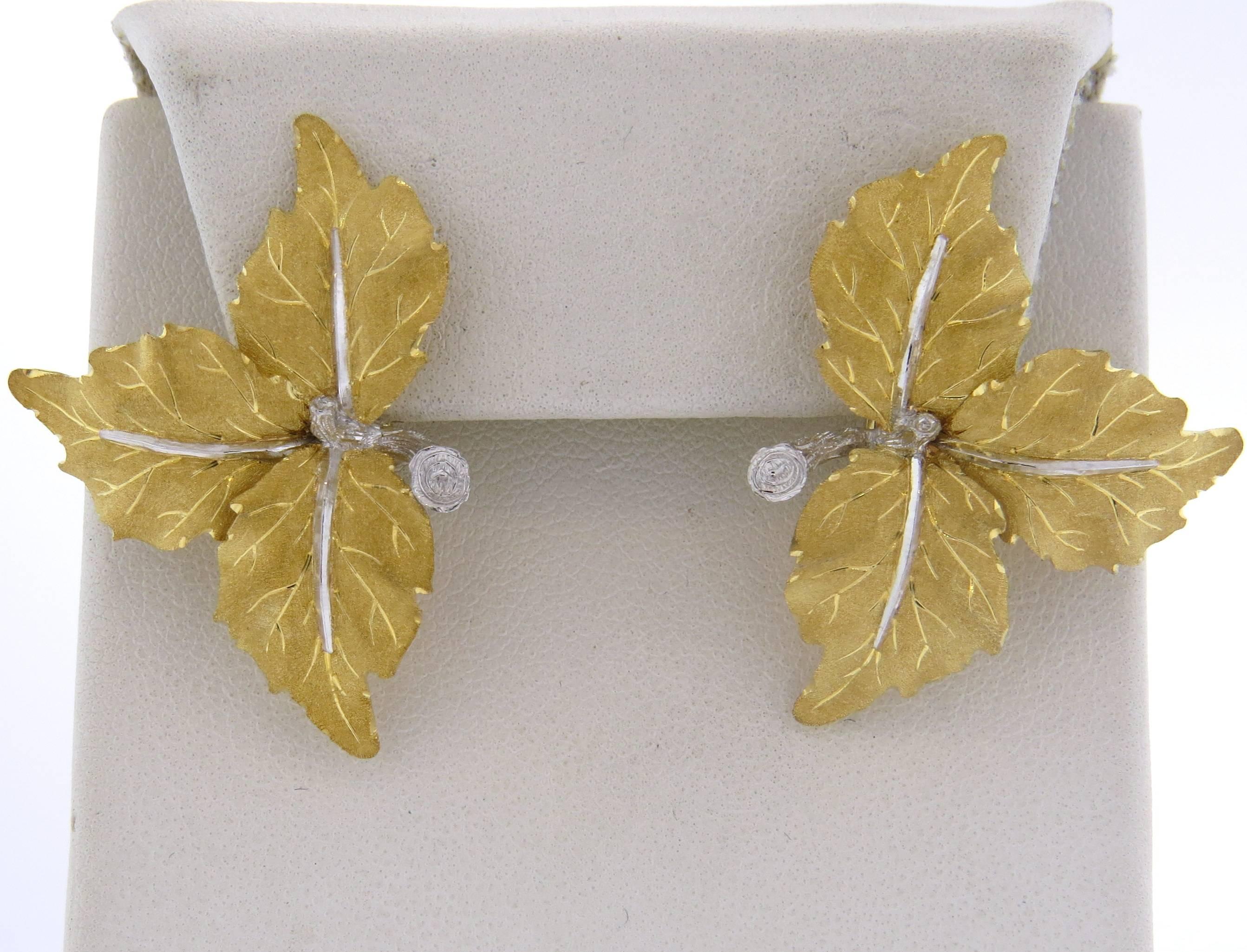 Women's Buccellati Gold Three Leaves Earrings 
