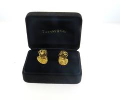 1990s Tiffany & Co. Sapphire Gold Dog Cufflinks