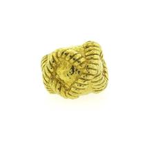 David Webb Large Gold Hand Hammered Criss Cross Dome Ring