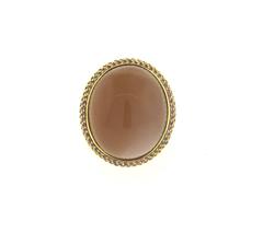 David Yurman Peach Moonstone Cabochon Pink Sapphire Gold Ring