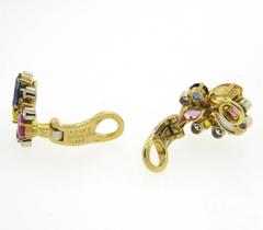 Aletto Brothers Multicolor Sapphire Diamond Gold Earrings