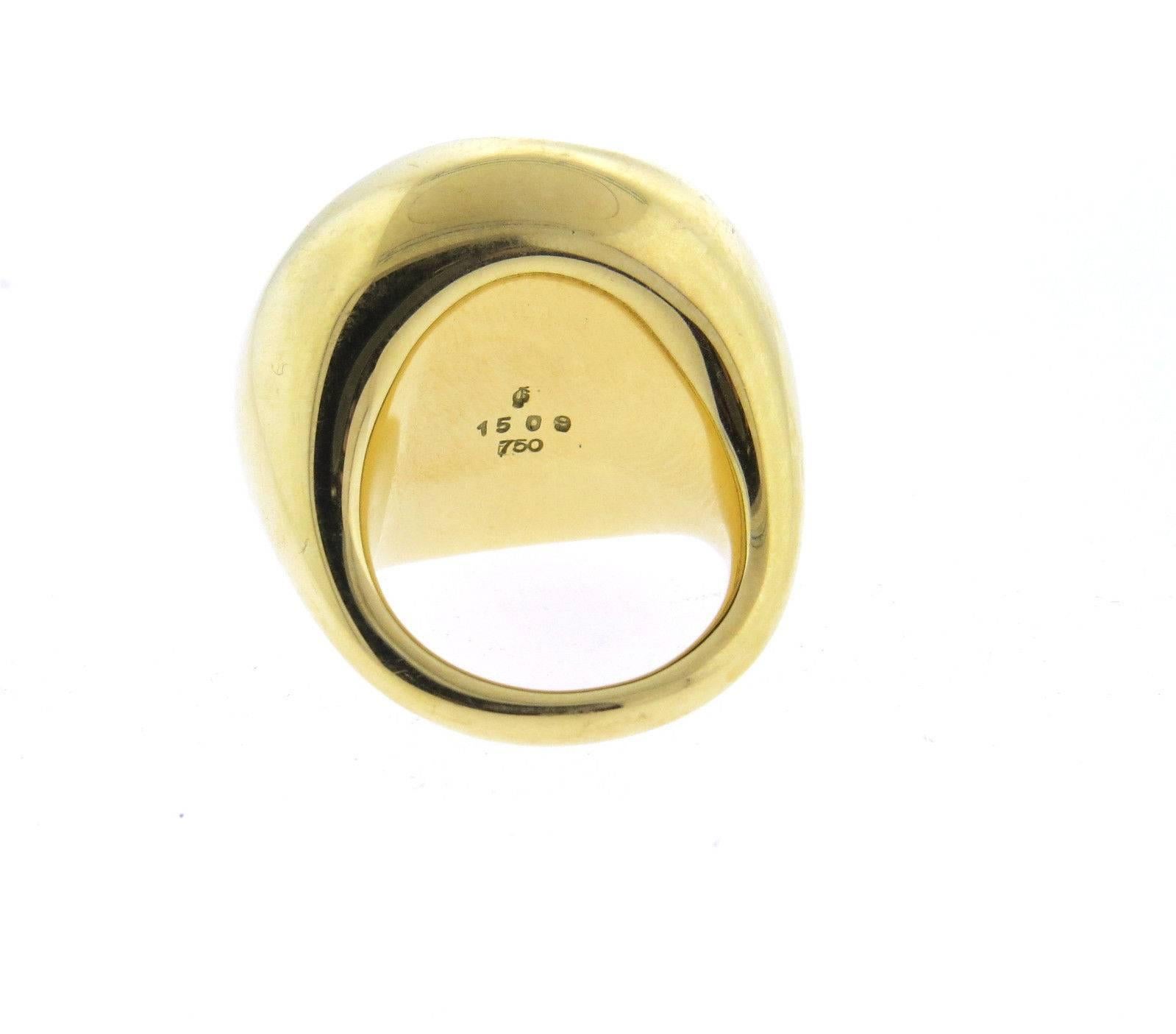 Georg Jensen Large Gold Dome Ring In Excellent Condition In Lambertville, NJ