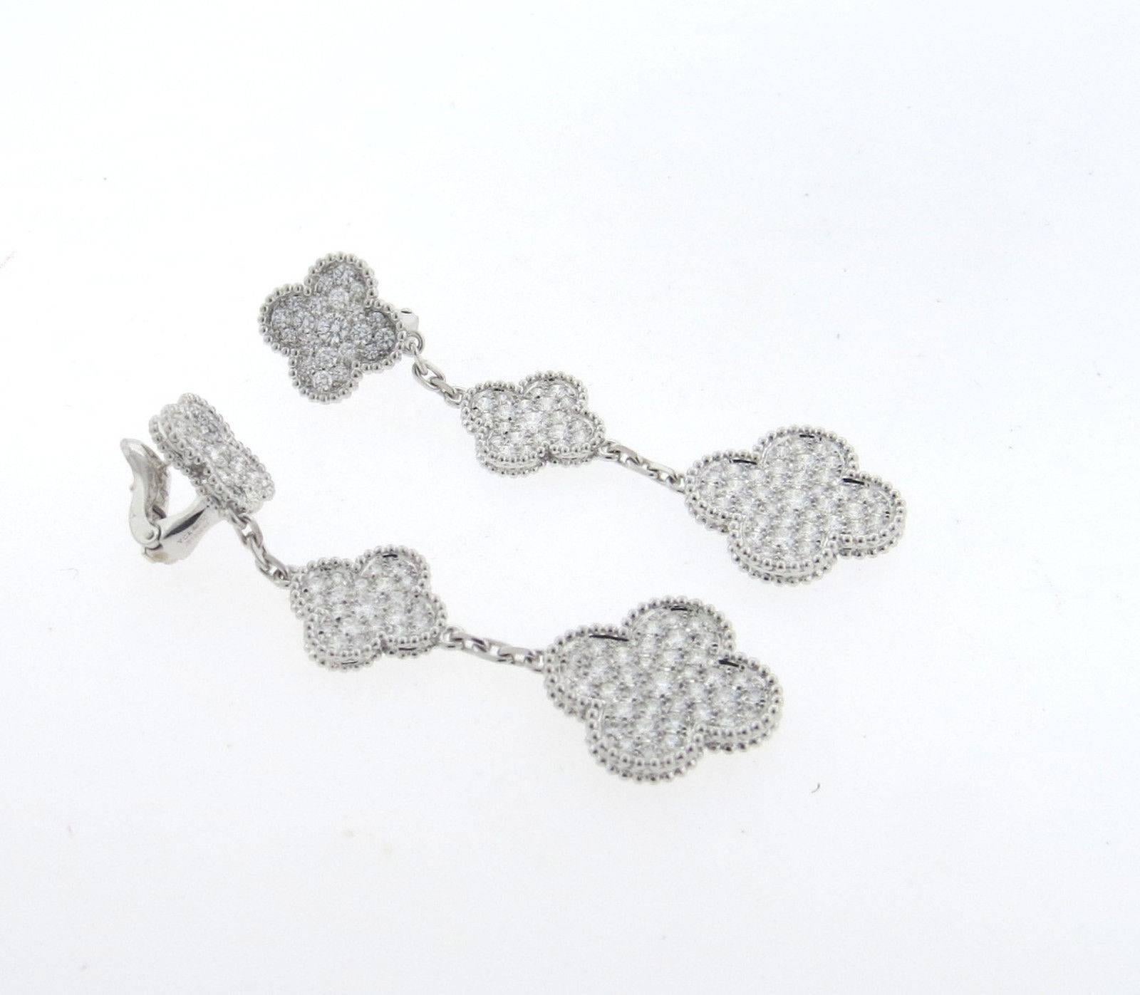 van cleef diamond alhambra earrings