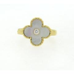 Van Cleef & Arpels Vintage Alhambra Mother of Pearl Diamond Gold Ring 4