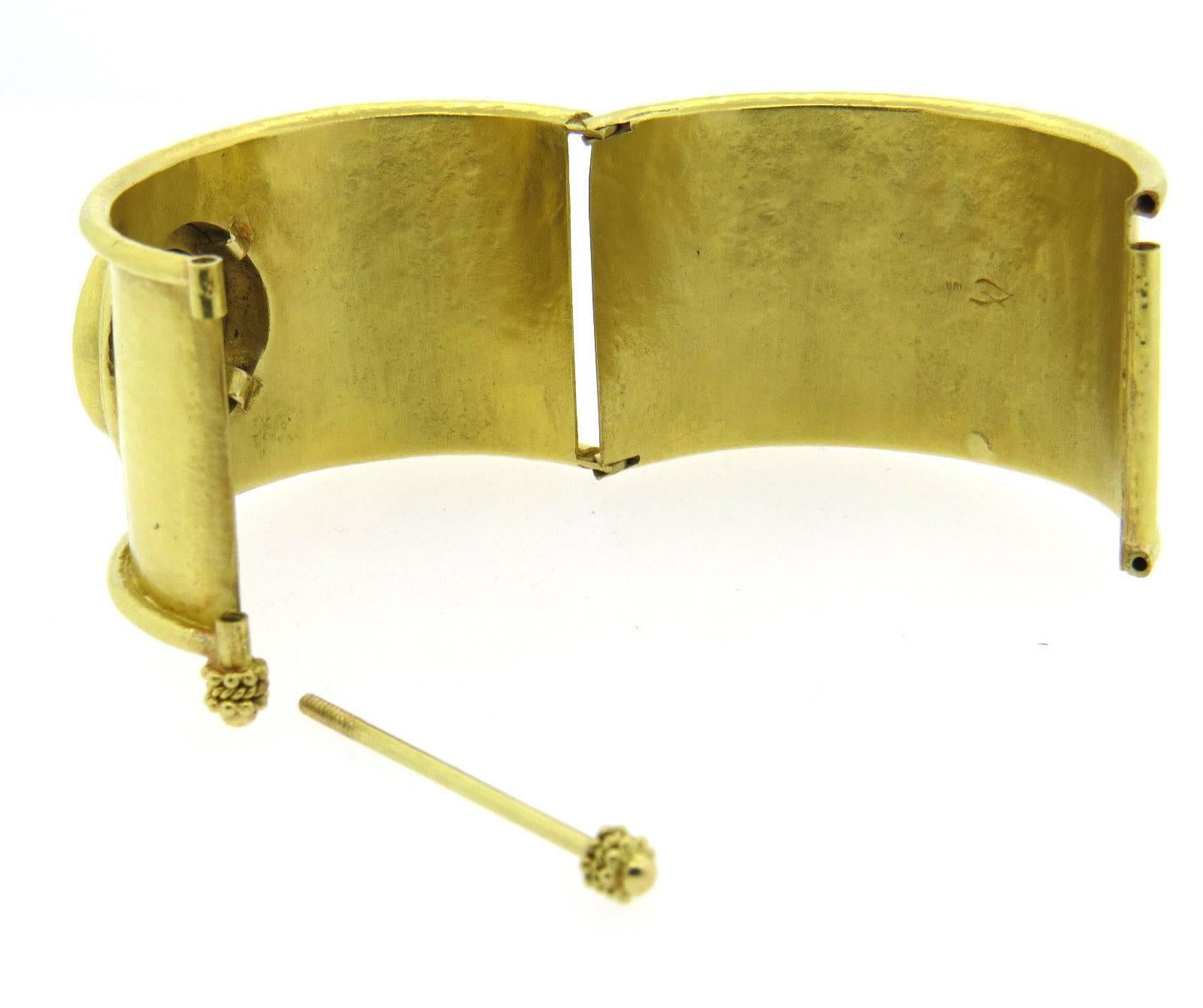 Elizabeth Locke Large Ancient Coin Gold Wide Bangle Bracelet 1