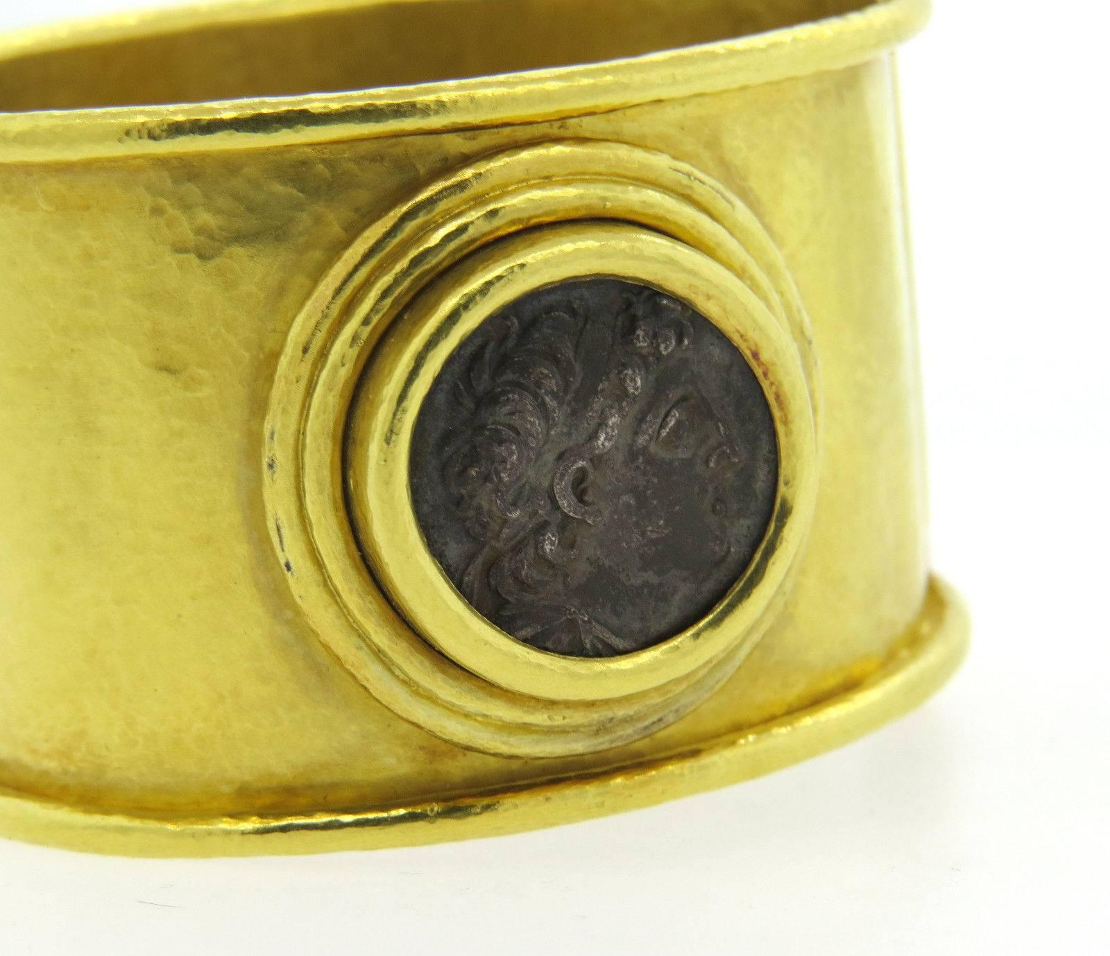 Elizabeth Locke Large Ancient Coin Gold Wide Bangle Bracelet 2