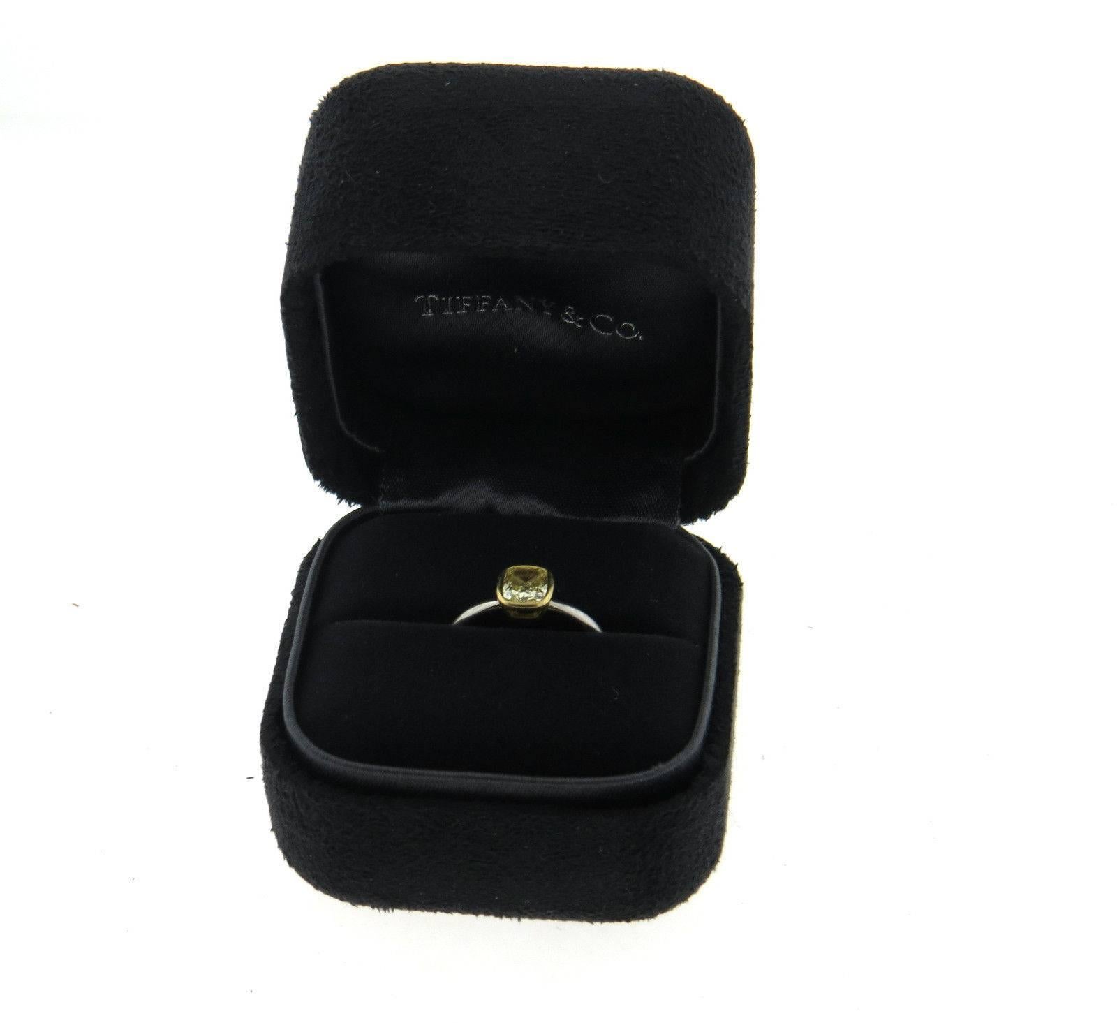 Women's Tiffany & Co. 0.75 Carat IF Fancy Yellow Diamond Gold Platinum Engagement Ring