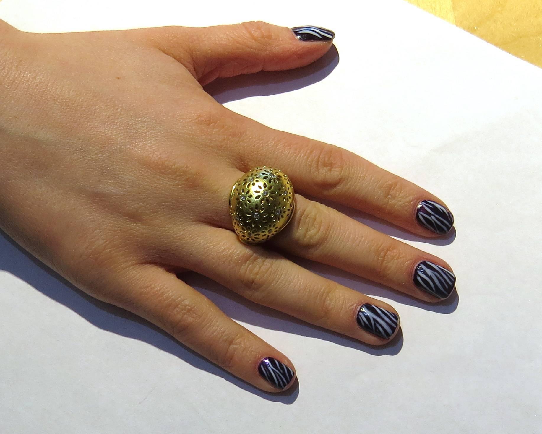 Women's Paul Morelli Diamond Yellow Gold Eyelet Dome Ring
