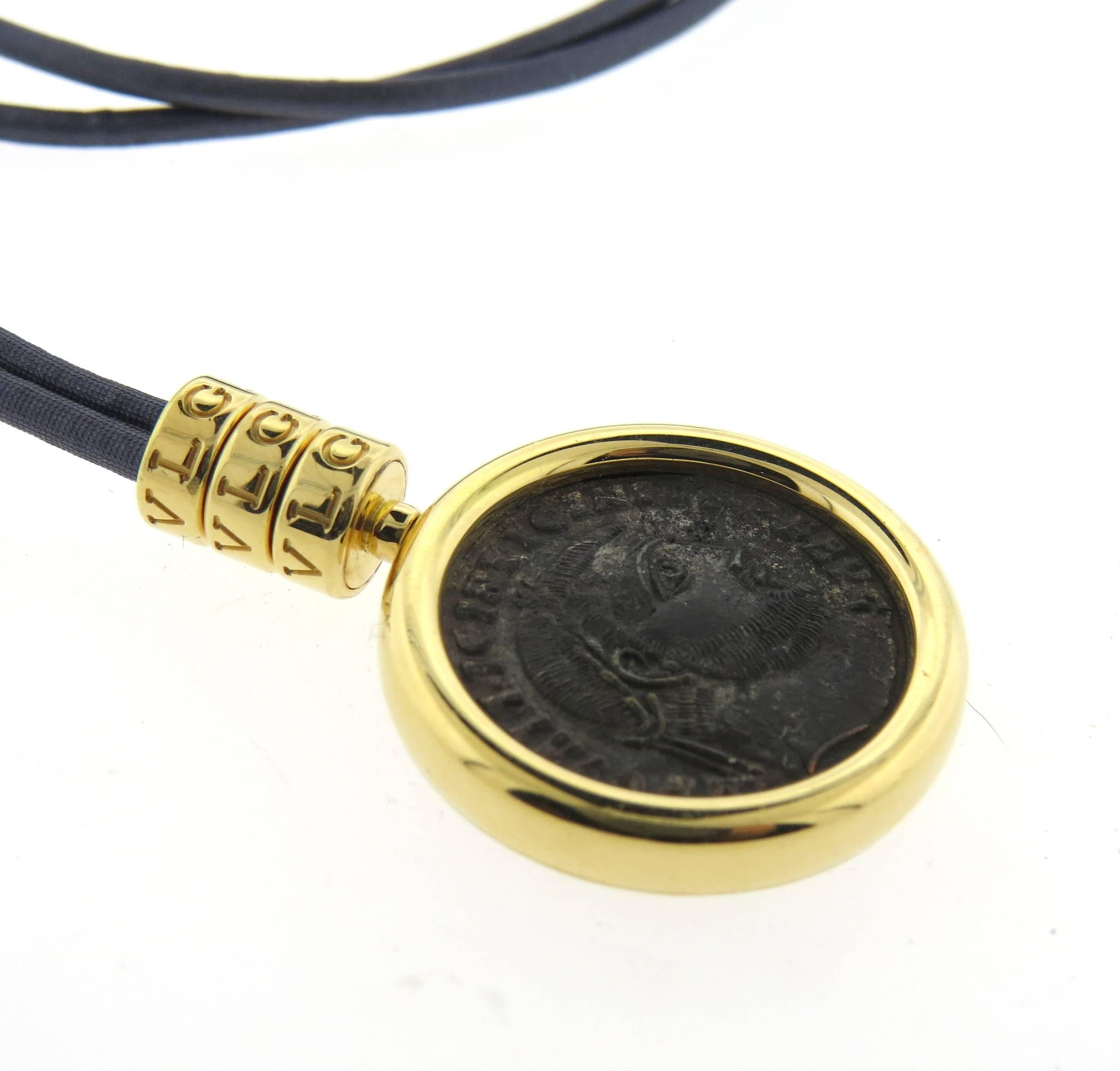 Bulgari Monete Antike Münze Gold Cord Halskette Damen