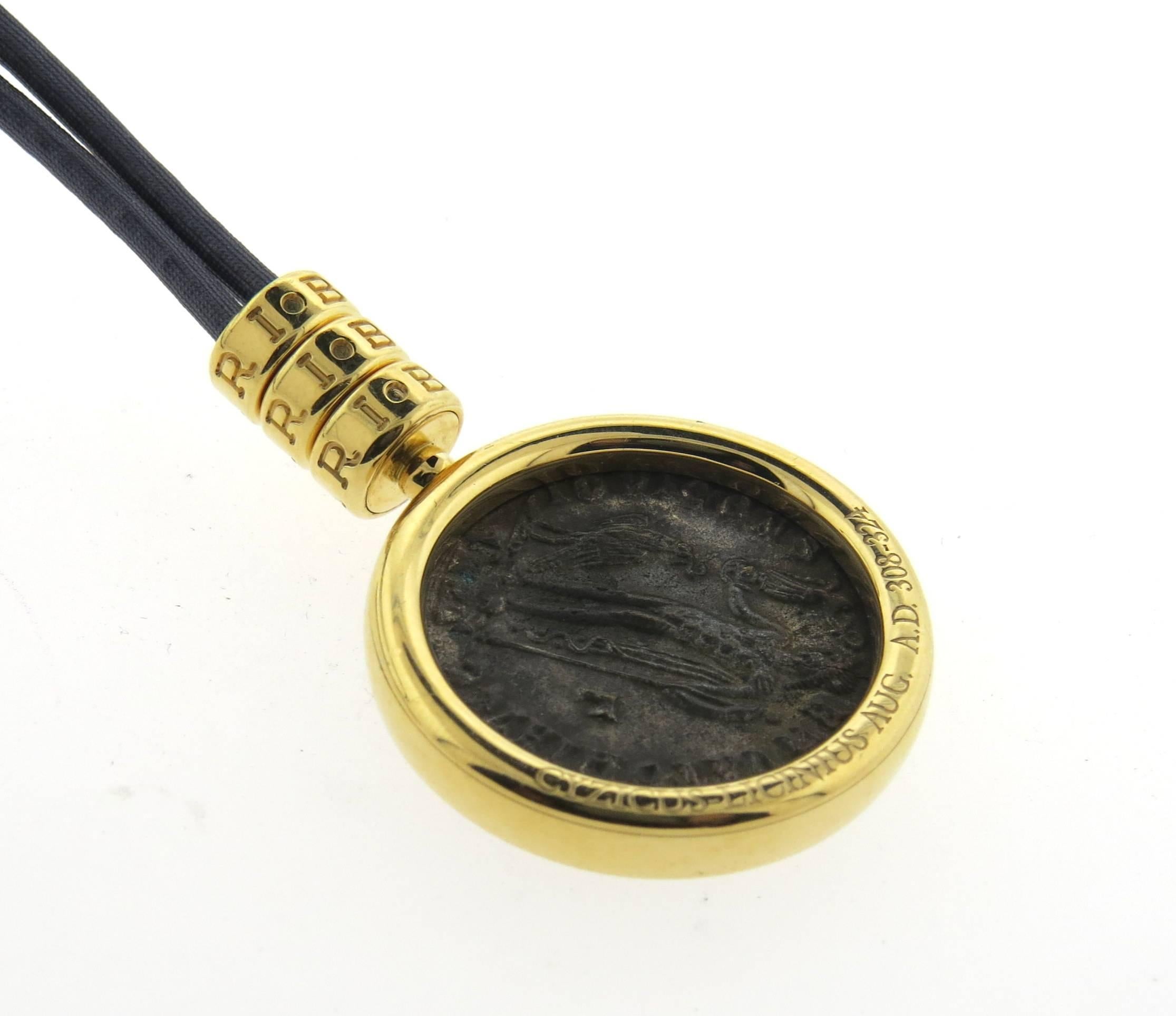 Bulgari Monete Antike Münze Gold Cord Halskette im Zustand „Neu“ in Lambertville, NJ
