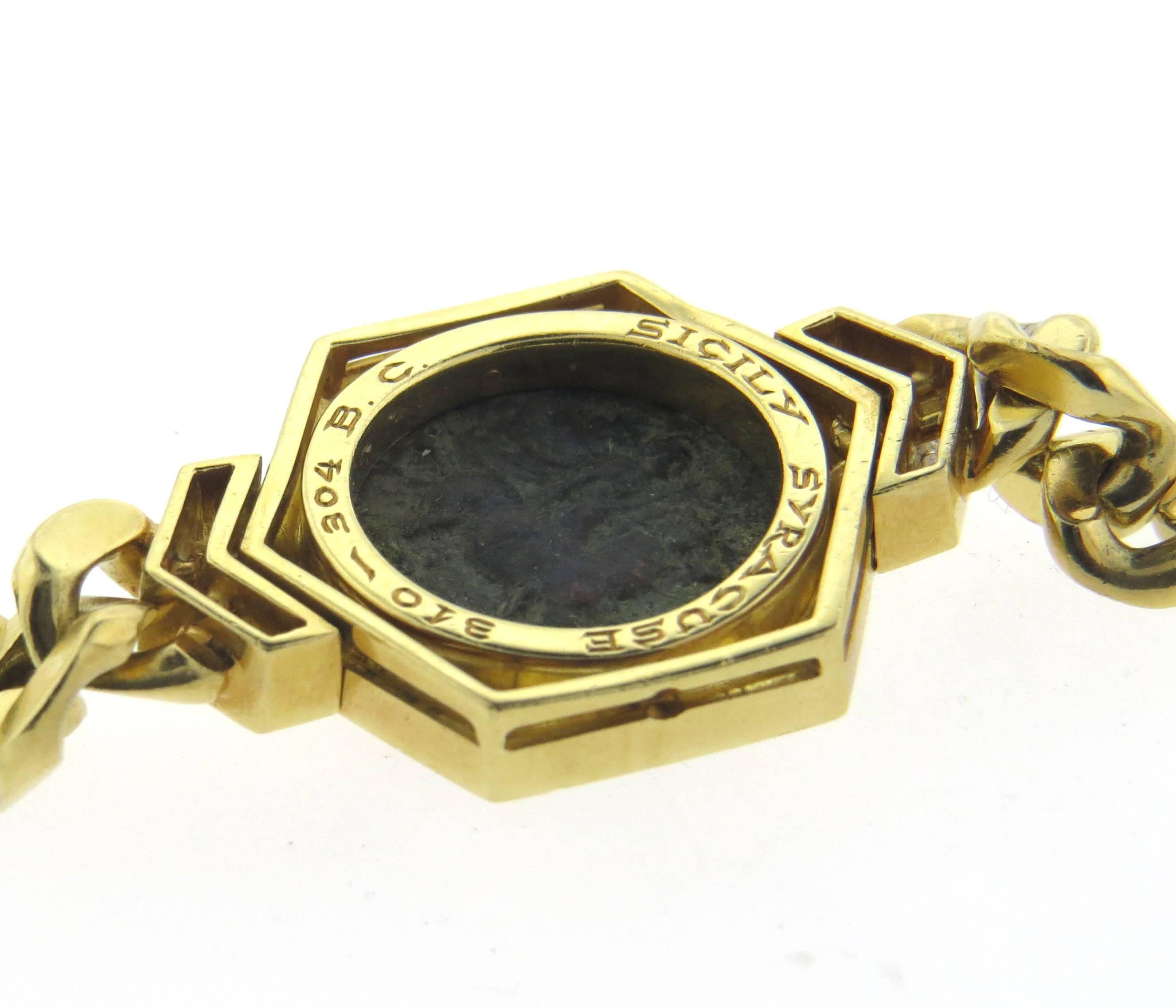 Bulgari Monete Ancient Coin Diamond Gold Bracelet 1